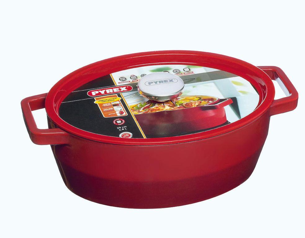 Pyrex SlowCook Garnek żeliwny owalny czerwony